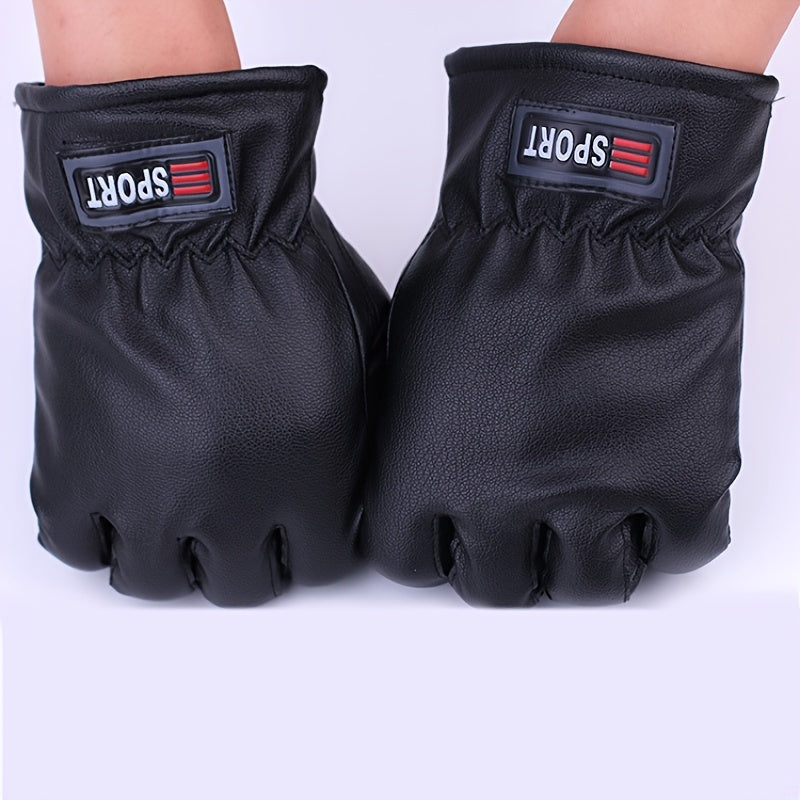 Men's Winter Motorcycle Leather Gloves Thick Cotton Plus Velvet Warm