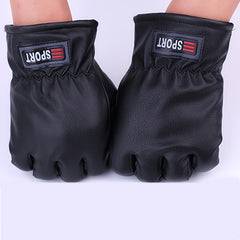 Men's Winter Motorcycle Leather Gloves Thick Cotton Plus Velvet Warm