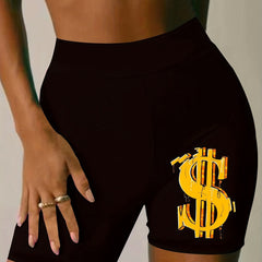 Women's Plus Money Print Biker Shorts