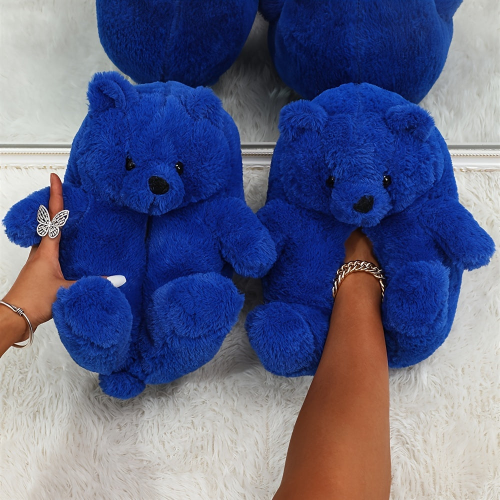 Women's Teddy Bear Novelty Slippers Soft Sole Slip On Flat Shoes