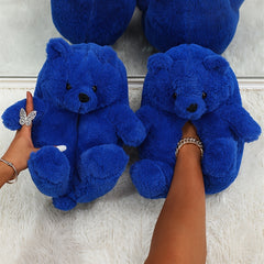 Women's Teddy Bear Novelty Slippers Soft Sole Slip On Flat Shoes