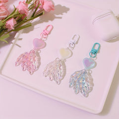 Colorful Love Feather Acrylic Keychain For Girls