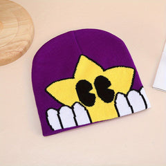 Fashionable Ear Protection Sport Knit Beanie Hat with Star Print