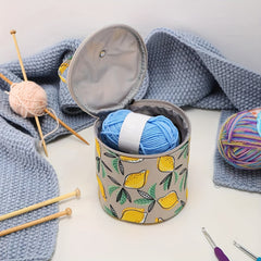 Waterproof Cylinder Crochet Storage Bag Printed Tote Bag