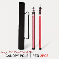 WESTTUNE 2PCS Camping Canopy Pole Aluminum Alloy Telescopic Tent Support