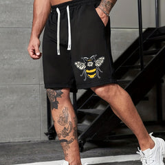 Bee Print Men's Comfy Drawstring Shorts