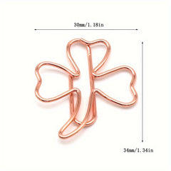 20pcs Clover shaped Pins Metal Office Supplies Golden Paper Clips Rose Style