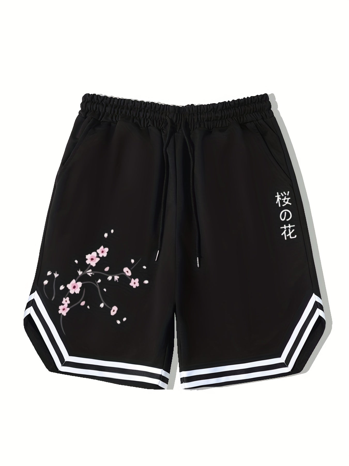 Men's Kanji Graphic Drawstring Stretchy Shorts For Summer