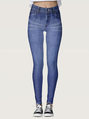 Denim Print High Rise Skinny Leggings