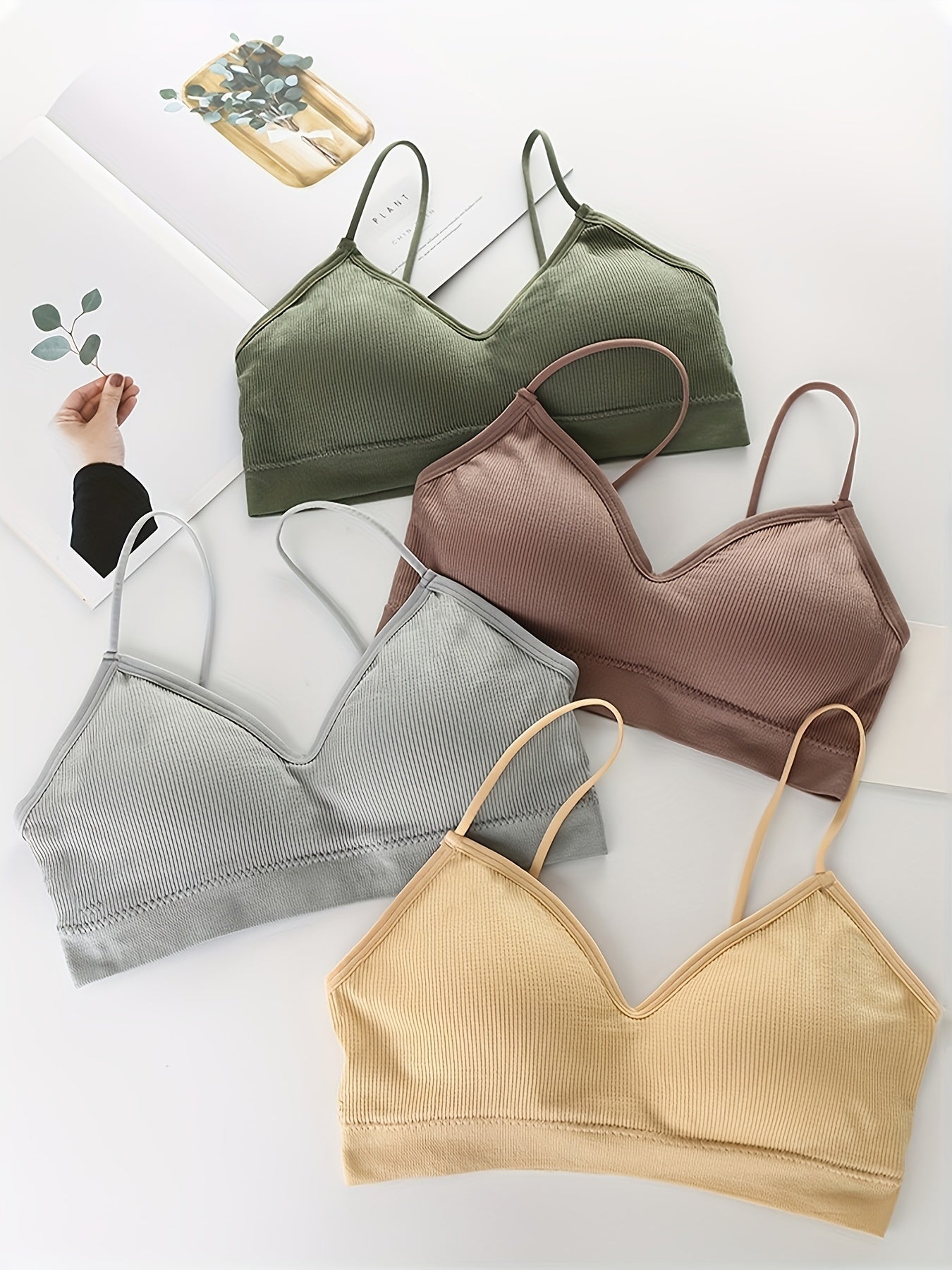 Girls Cami Bras V Neck Padded Seamless Straps Bralette