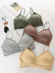 Girls Cami Bras V Neck Padded Seamless Straps Bralette