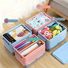 Square Stackable Storage Box with Handles for Books Toys Household