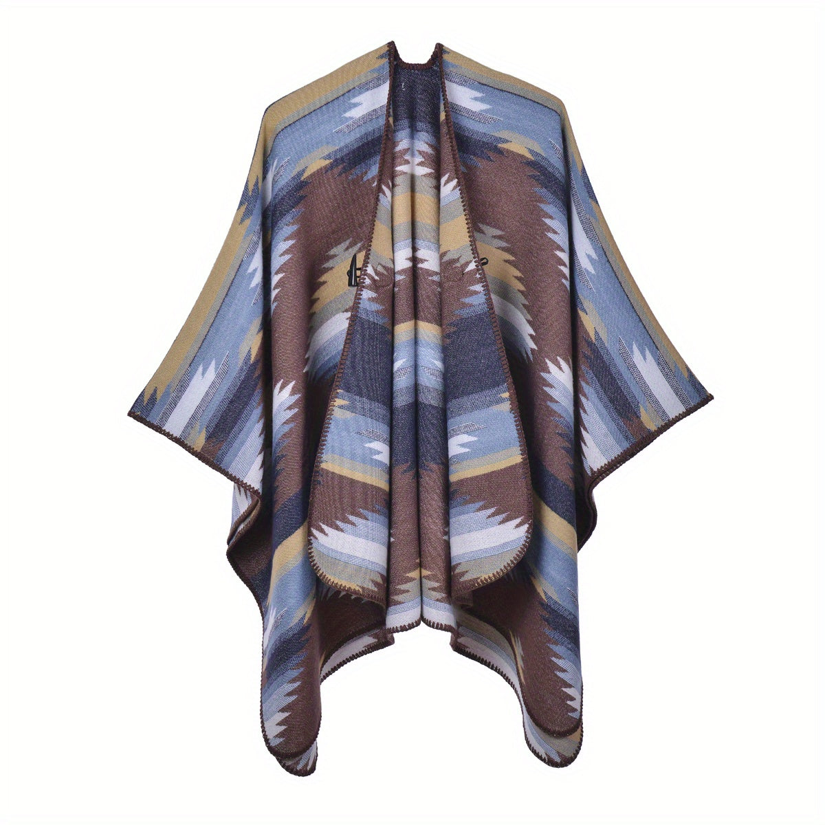 Boho Flower Jacquard Shawl Cashmere Tassel Warm Wrap Vintage Cape