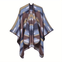 Boho Flower Jacquard Shawl Cashmere Tassel Warm Wrap Vintage Cape