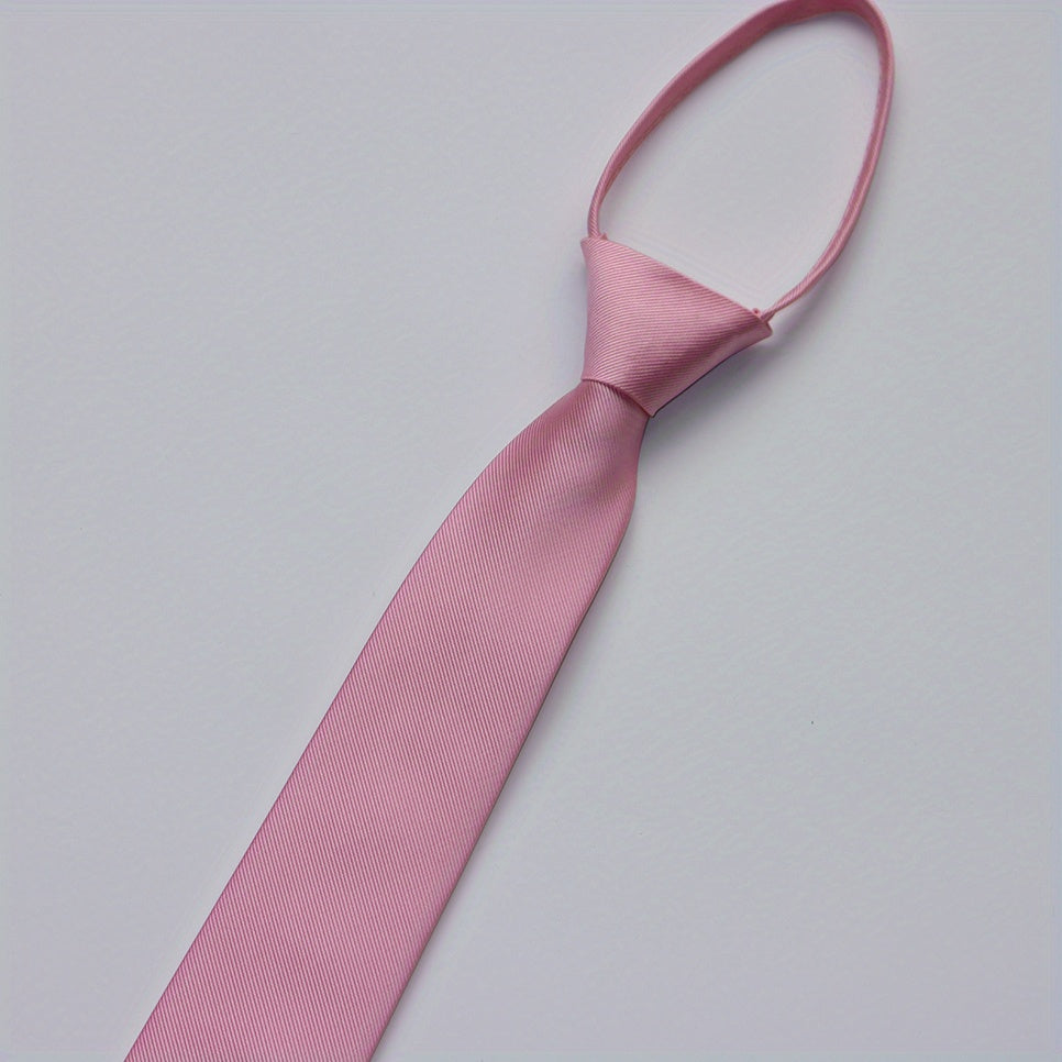 Pink Macaron Zipper Neck Tie for Men 2 76Inch