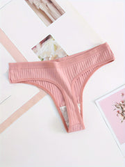 4 Pairs Solid Cotton G Strings & Thongs