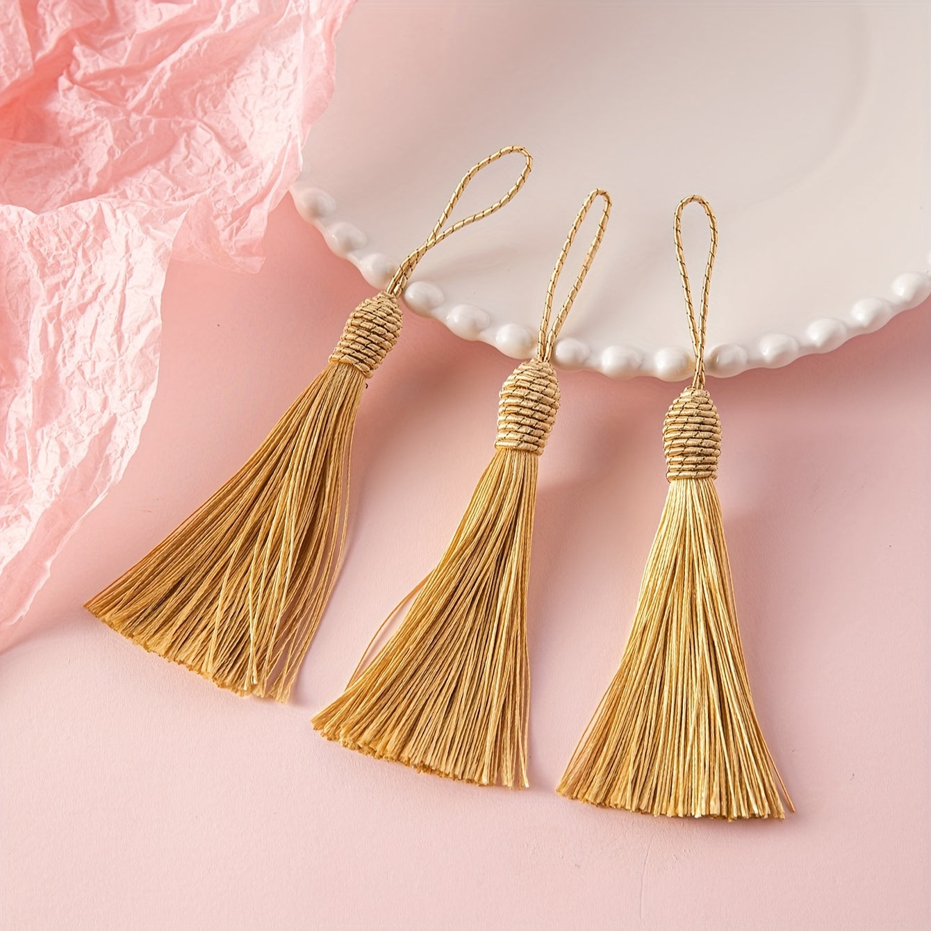 10pcs Silk Tassel Clothing DIY Decoration Golden Hat Tassel