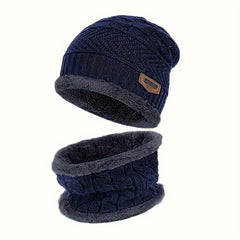 Winter Thick Beanie Knitted Hat Neck Warmer Set