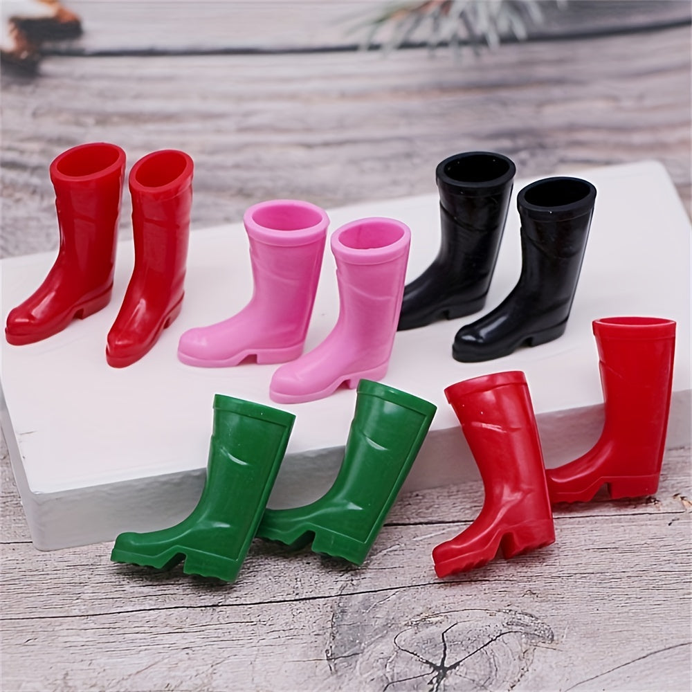 Silicone Rain Boots for 1:12 Dollhouses, Various Colors, Realistic Garden Scene