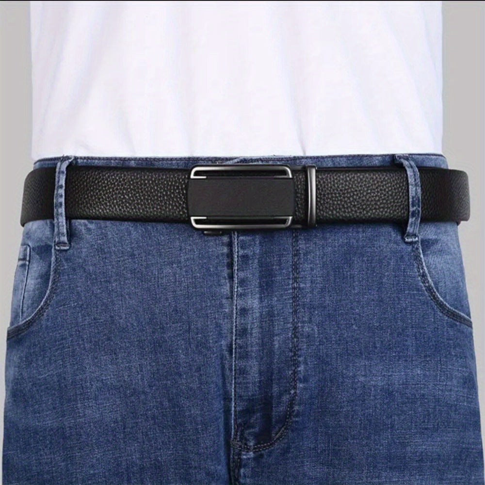 Men's Leather Belt Automatic Buckle Business Suit Waist Strap
