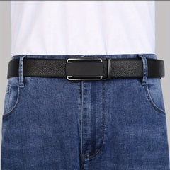 Men's Leather Belt Automatic Buckle Business Suit Waist Strap