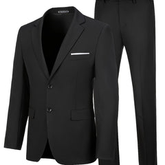 Men's 3-Piece Two-Button Jacket & Vest & Pants Suit Set