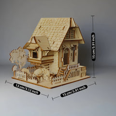 3D Wooden Farmhouse Puzzle Family Courtyard Model