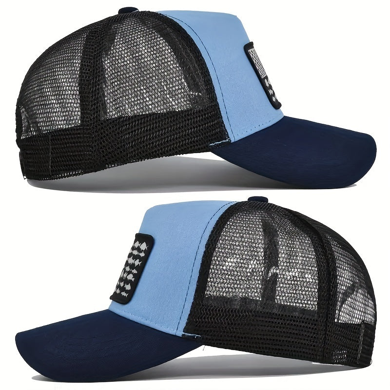 Fish Flag Patch Baseball Cap Unisex Mesh Trucker Hat