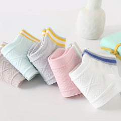 5 Pairs Colorblock Short Socks Soft & Light Ankle Argyle Stockings