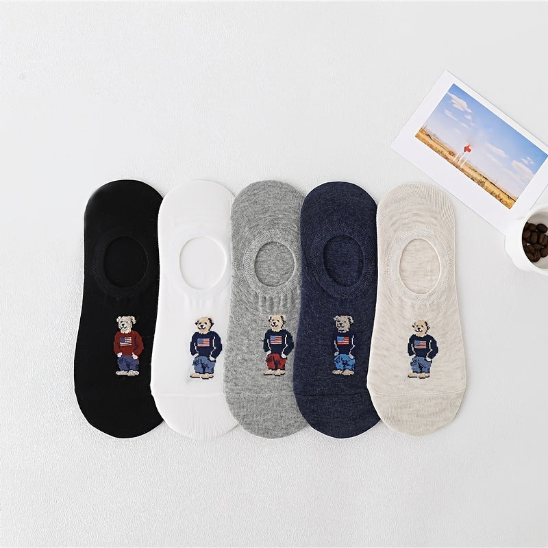 5 Pairs Cartoon Anime Short Socks Non-slip Low Cut Ankle Stockings