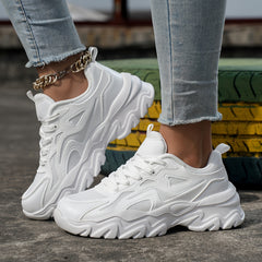 Solid Breathable Heighten Chunky Sneakers Casual Wear Resistance Running Shoes