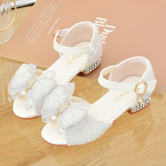 Bow Rhinestone High Heel Sandals, Light Dress Shoes for Summer