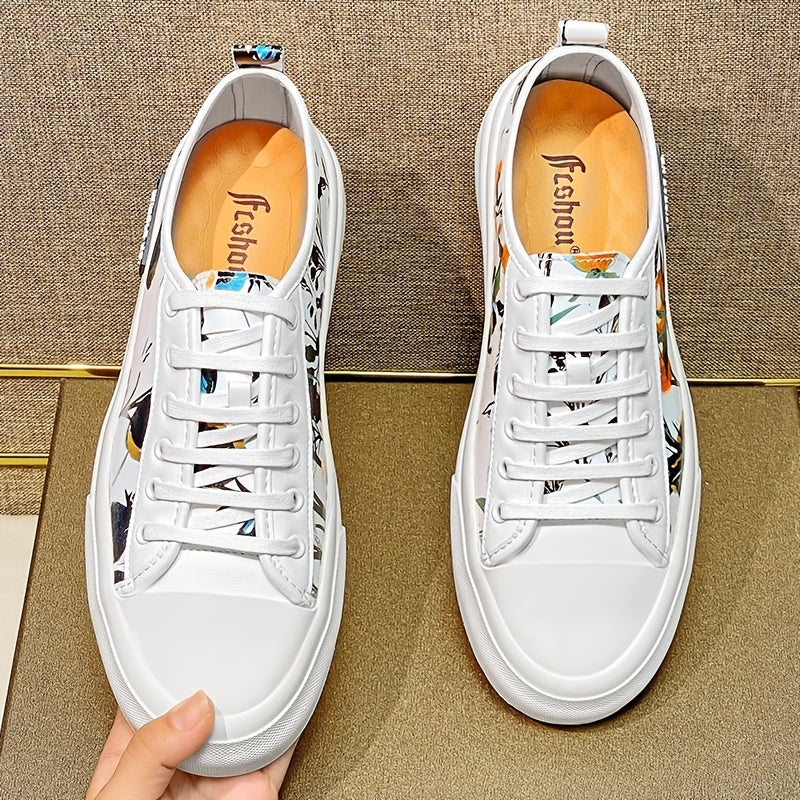 Men's Flower Print Sneakers Lightweight Walking Shoes