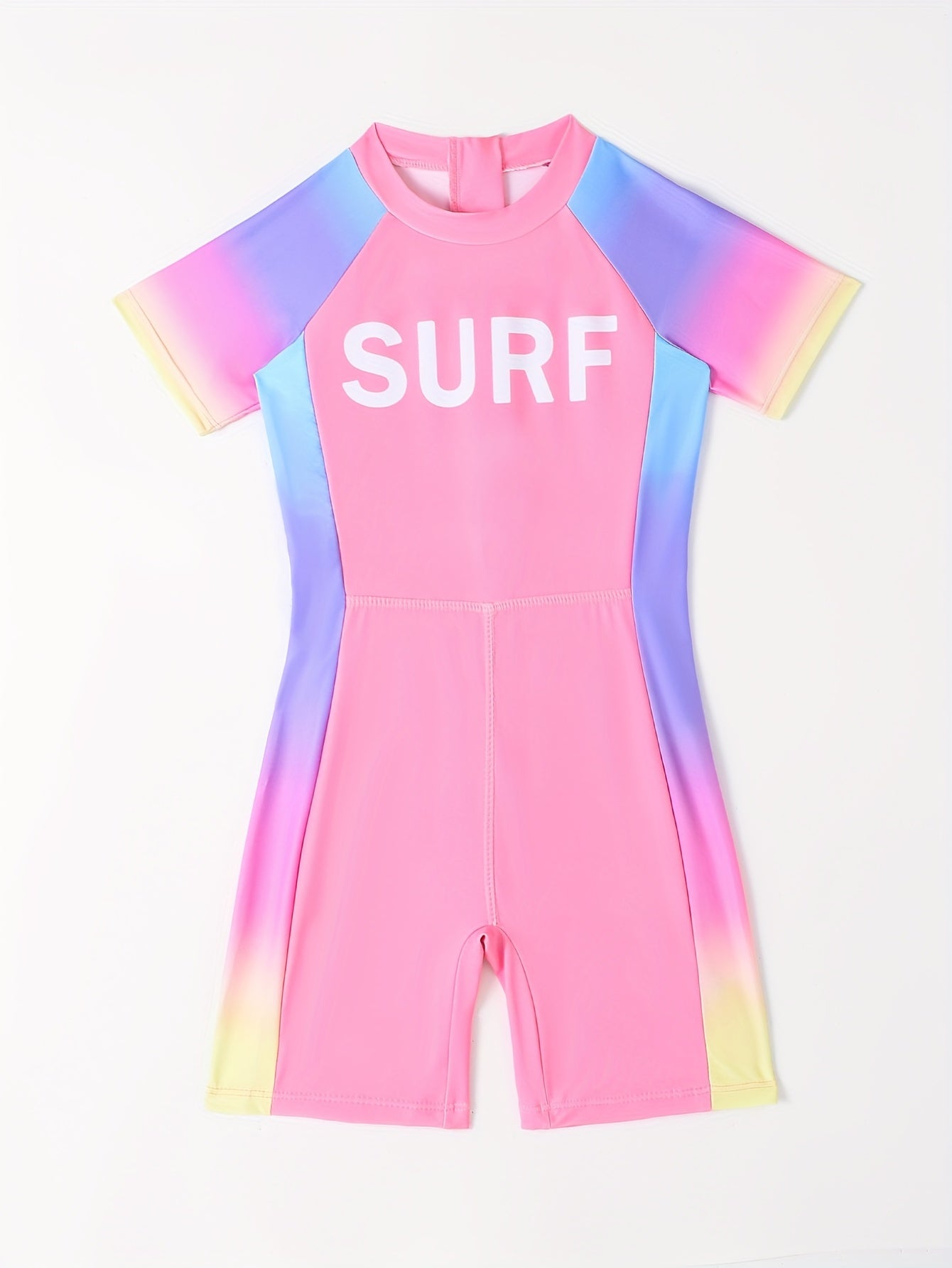 Girls One Piece Swimsuit Short Sleeve Boxer Bathing Suit Summer Kids Clothes