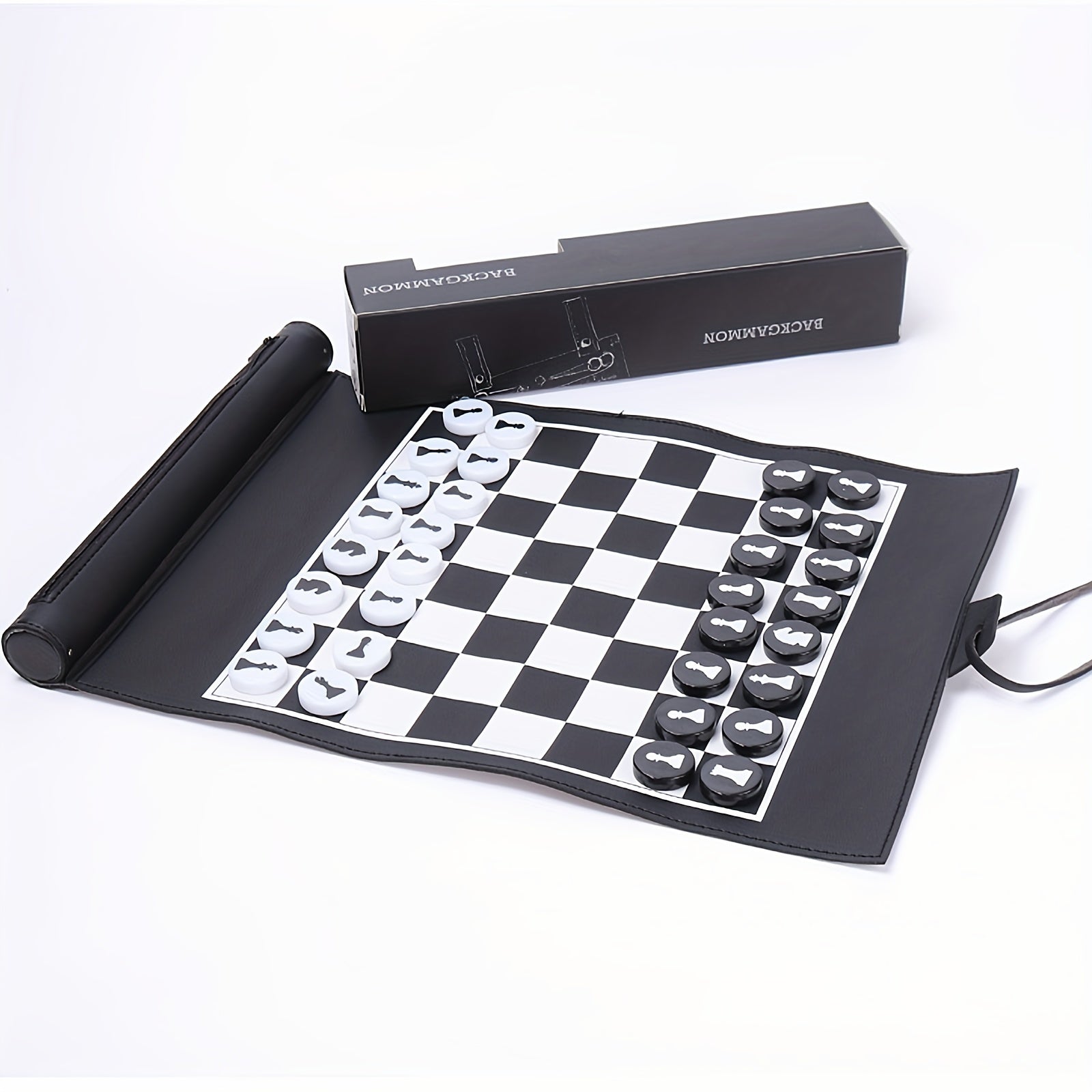 Portable Chess Puzzle Game Set - Two In One Travel Chessboard Game