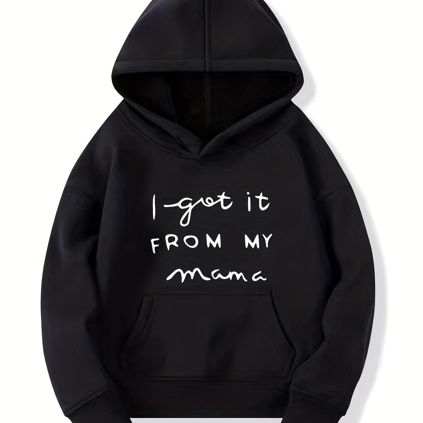 Girls' Mama Print Hooded Sweatshirt Top Youth Long Sleeve Hoodie