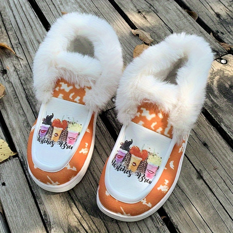 Furry Boat Shoes Plush Lined Thermal Snow Shoes