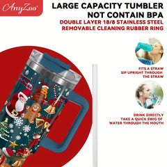 Anyzoo 40oz Christmas Stainless Steel Water Cup Leakproof Bottle