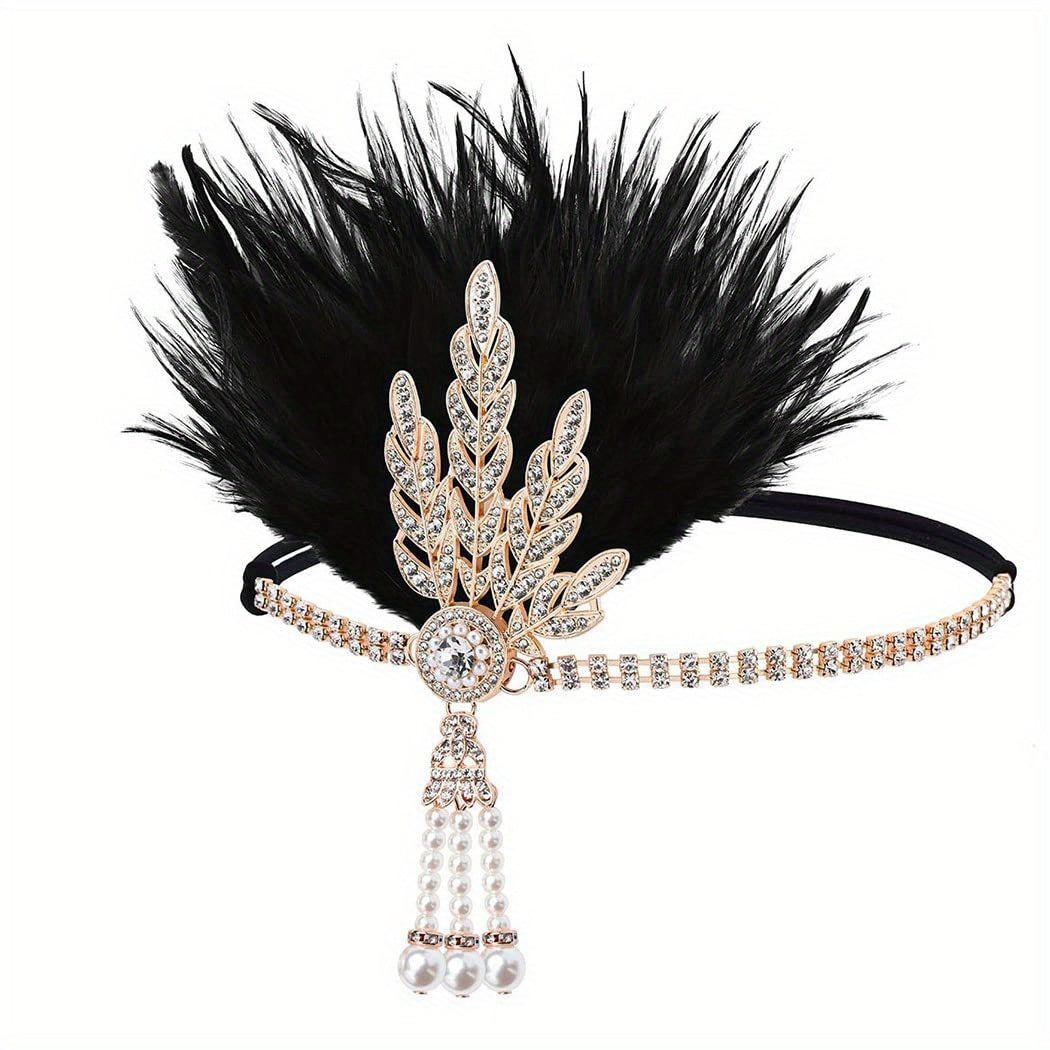 Faux Feather Alloy Rhinestone Headband 4876