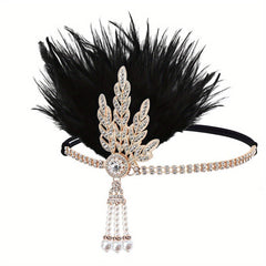 Faux Feather Alloy Rhinestone Headband 4876