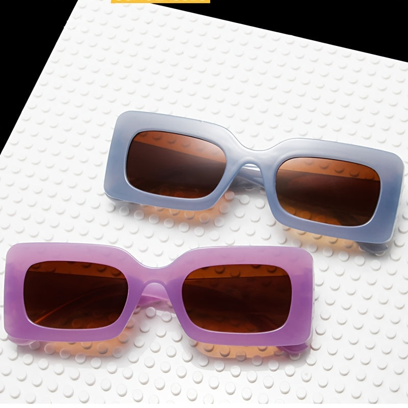 Retro Square Frame Sunglasses Colorful Hip Hop Glasses