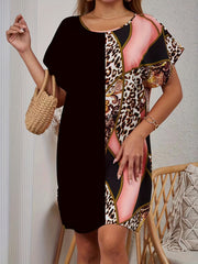 Random Print Crew Neck Casual Dress For Summer & Spring Women's Clothing