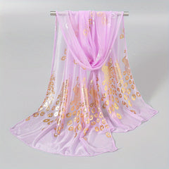 Peacock Hot Stamping Scarf Thin Breathable Shawl Women Sunscreen Windproof