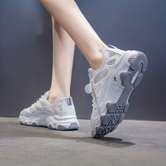 Women's Mesh Chunky Sneakers Hollow Out Lace Up Low Top Sports Shoes