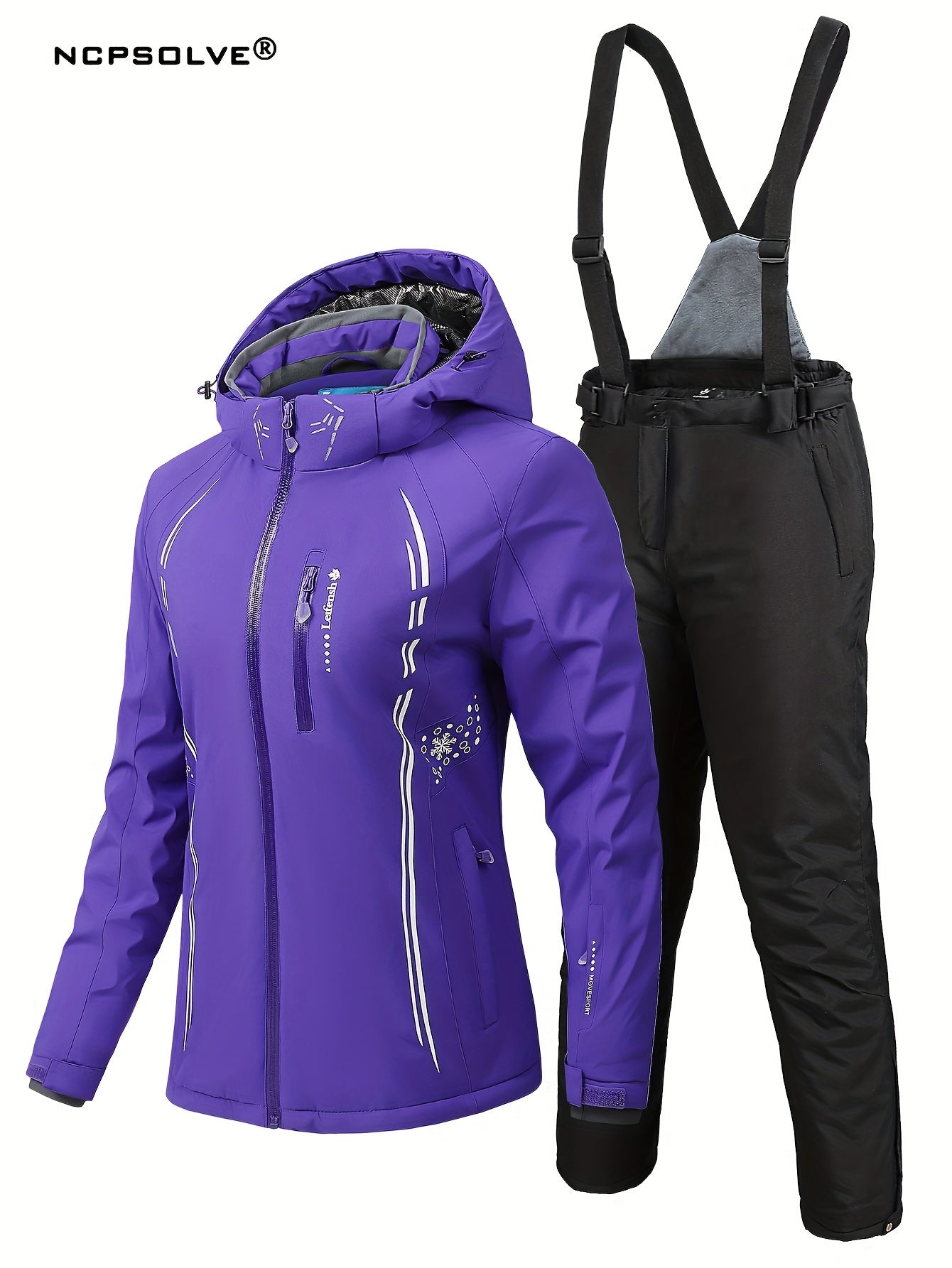 Women's Windproof Ski Set Hooded Jacket & Trouser Activewear
