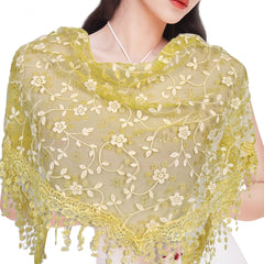 Women's Triangle Scarf With Tassel Lace Shawl