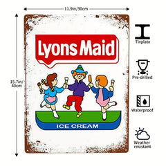 Vintage Lyon Maid Kids Ice Cream Lollipop Sign Tin Metal Sign Plate