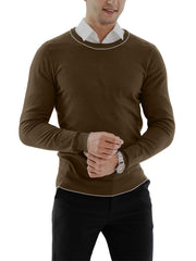 Men's Solid Casual Skinny Round Neck Pullover Sweater