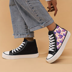 Little Monster Print Flat Heighten Chunky Canvas Sneakers
