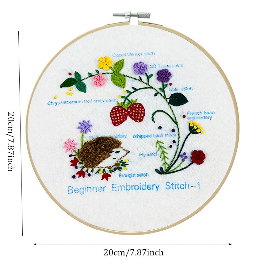 Embroidery Kit with Patterns, Hoop, Needles, Threads - Beginner DIY Crafts